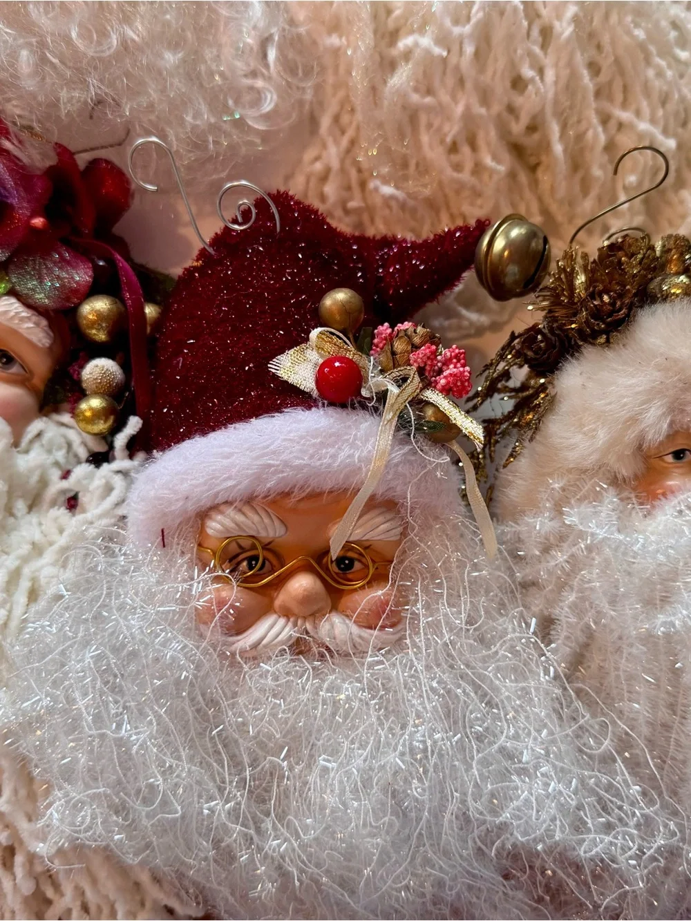 64 Santa Head Ornaments - with Beards & Festive Hats